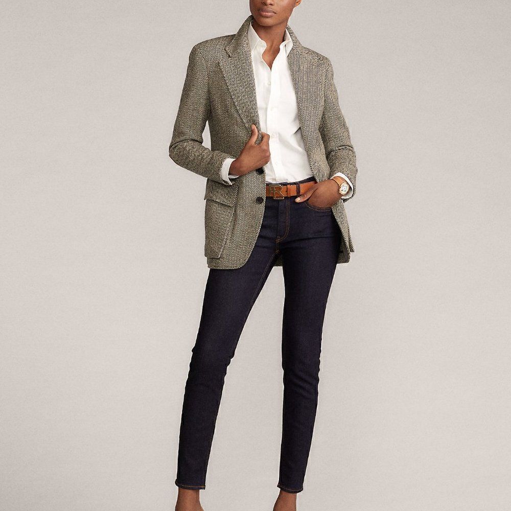 Ralph Lauren Collection Black & Cream Herringbone Wool Tweed Blazer - Picture 16 of 17